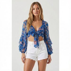 MISA Los Angeles Ancora Floral Tie Crop Top S NWOT Luxury Boho Vacation $275